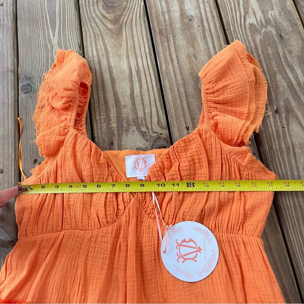 VD Lounge by VICI Orange Colorblock Tiered Gauze Dress NWT Size M - Picture 6 of 7